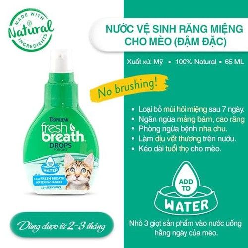 Dung dịch chăm sóc răng miệng đậm đặc cho chó mèo - Fresh Breath Drops 65ml