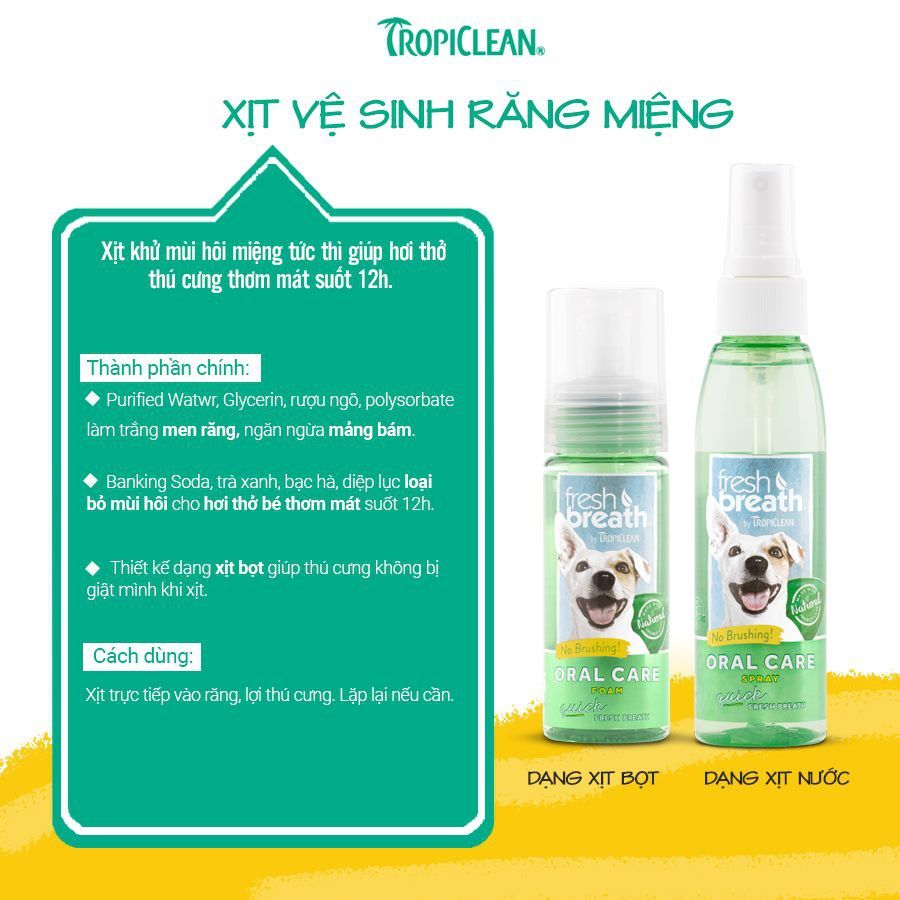 Chai xịt khử mùi hôi miệng cho chó  mèo Fresh Breath Oral Care Spray 118ml