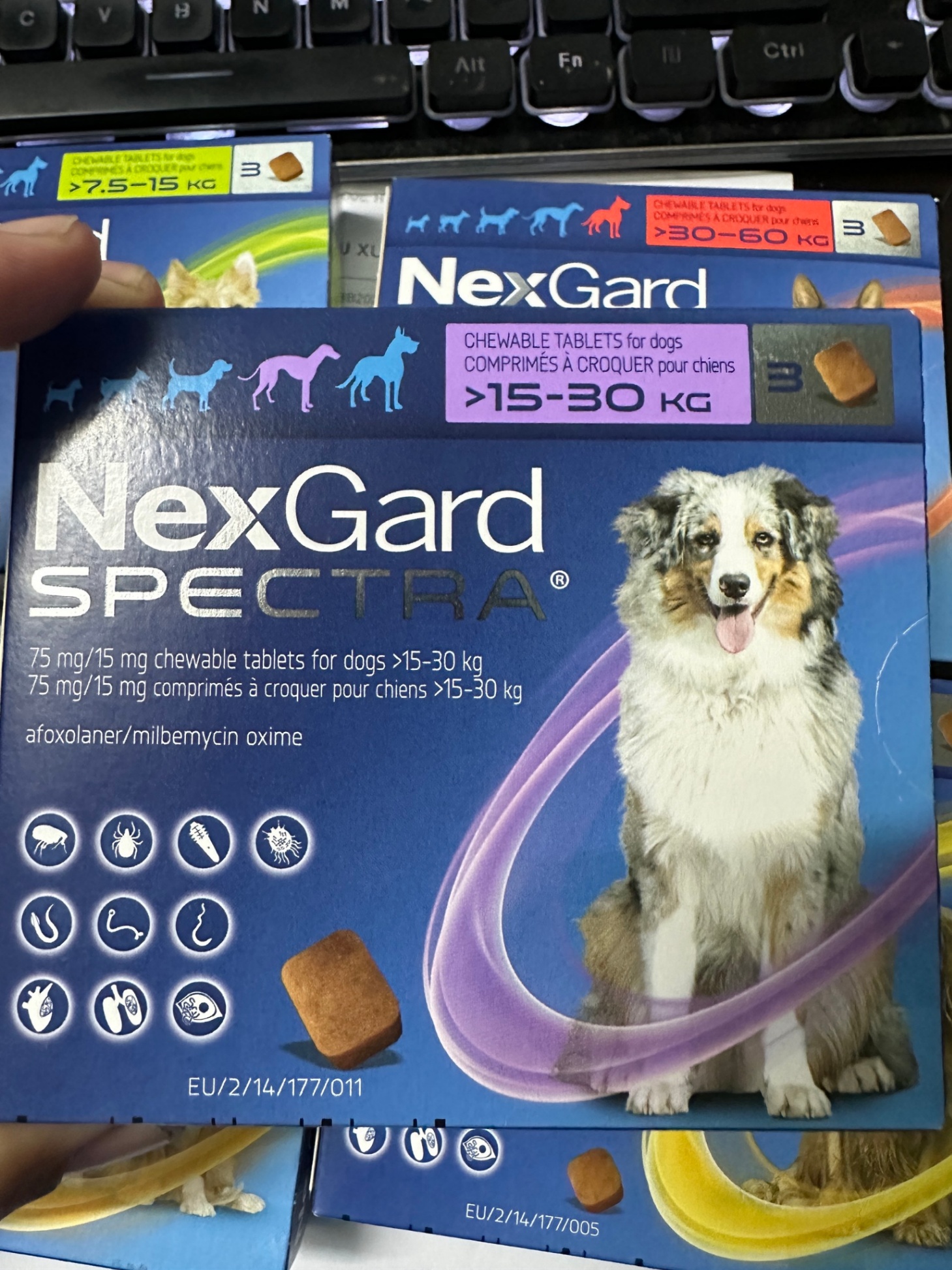 1 viên NexGard Spectra trị giun, ghẻ, viêm da, ve rận