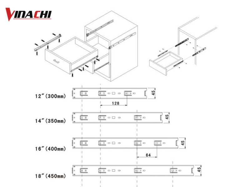 Các loại ray trượt ngăn kéo chịu lực phổ biến và hướng dẫn lắp đặt