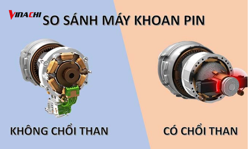 So sánh máy khoan pin có chổi than và không có chổi than