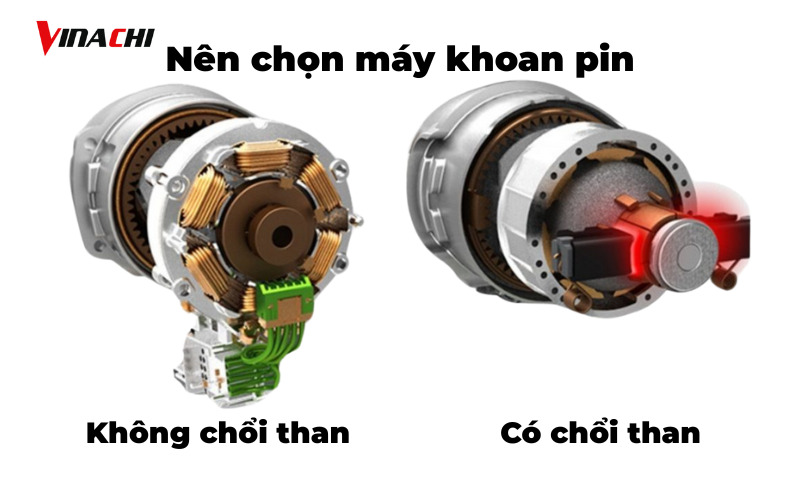 Nên mua máy khoan pin có chổi than hay không có chổi than?