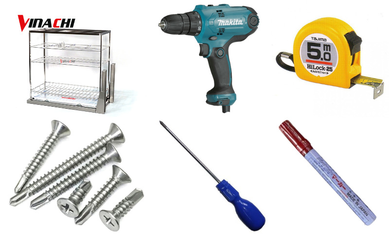 Dụng cụ cần chuẩn bị để lắp giá gia vị