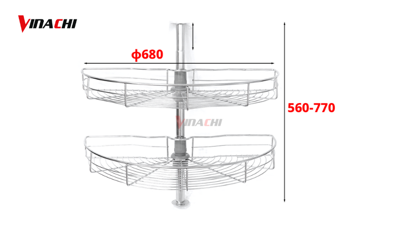 Kích thước kệ góc xoay 180 độ
