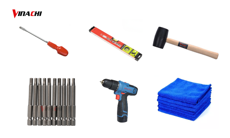 Một số dụng cụ cần chuẩn bị để thay bánh xe cửa lùa nhôm