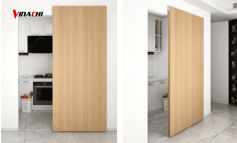 Cửa lùa làm bằng chất liệu gỗ