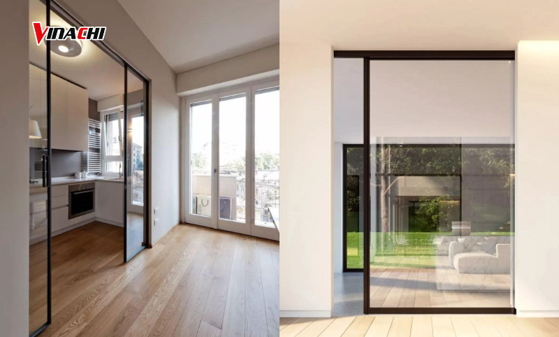 Cửa lùa làm bằng kính