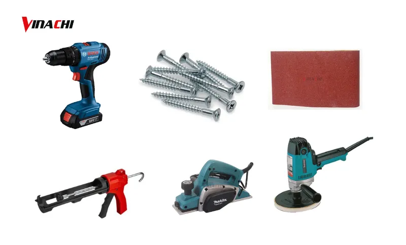 Chuẩn bị đầy đủ dụng cụ trước khi làm mặt bàn bằng keo Epoxy