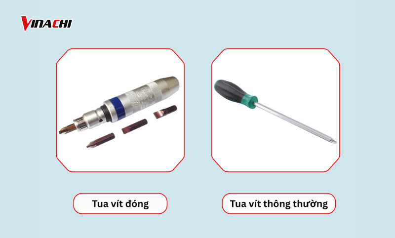 Phân biệt tua vít đóng và tua vít thông thường