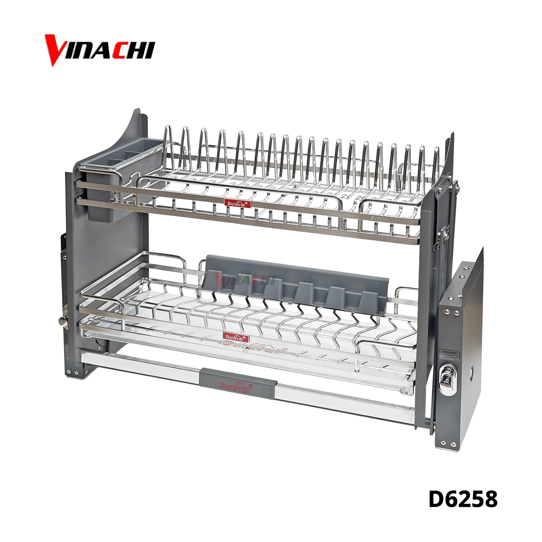 D6258 - Giá bát nâng hạ nan ovan inox 304 kèm ống đũa Duraval D6258.jpg