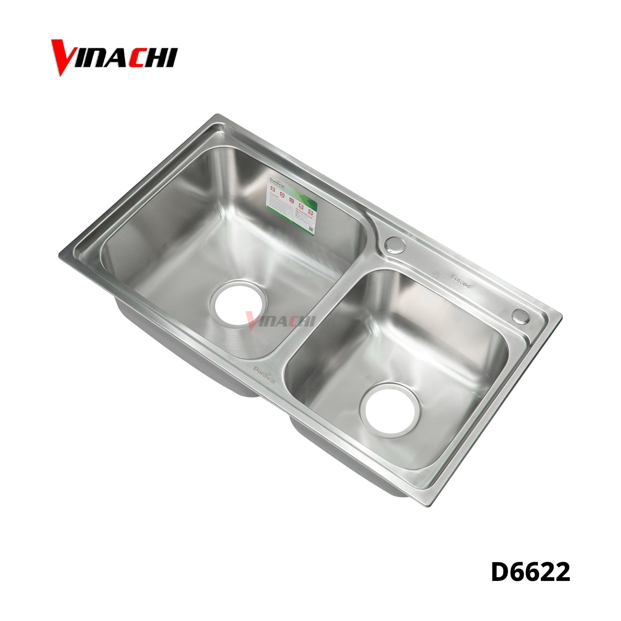D6622 - Chậu rửa 2 hố inox 304 Duraval D6622.jpg