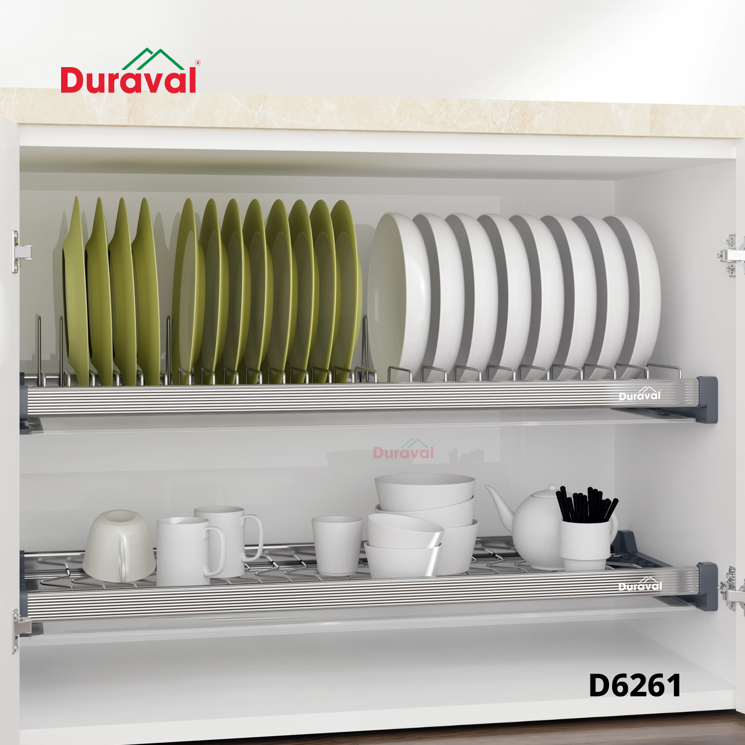 D6261 - Bộ giá bát đĩa cố định 2 tầng inox 304 Duraval D6261.png