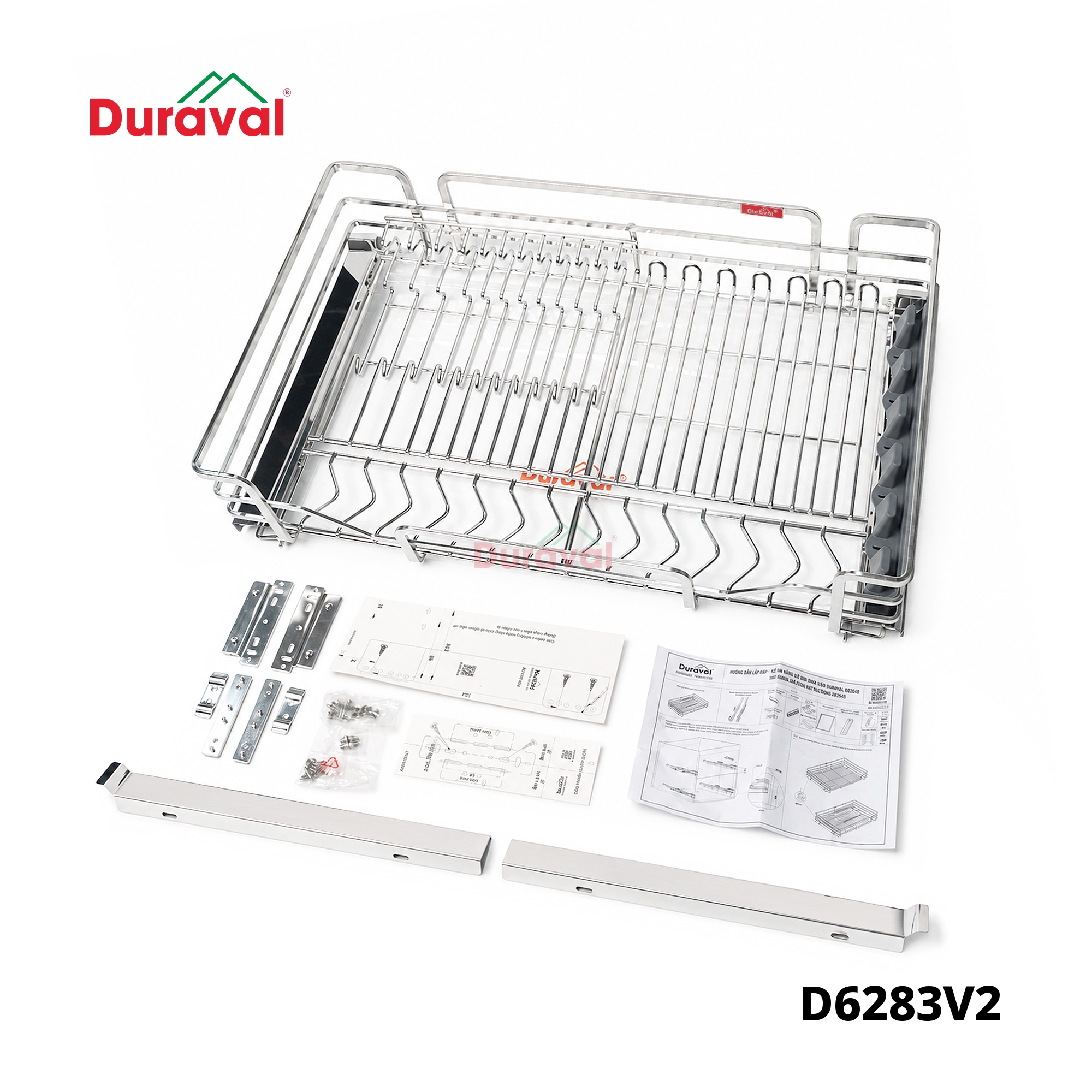 D6283V2 - Giá bát đĩa đa năng nan oval inox 304 Duraval D6283V2 (5).jpg