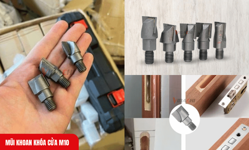 Đường kính ren lắp M10 đảm bảo tương thích với hầu hết các bộ cữ khoan khóa cửa hiện có trên thị trường
