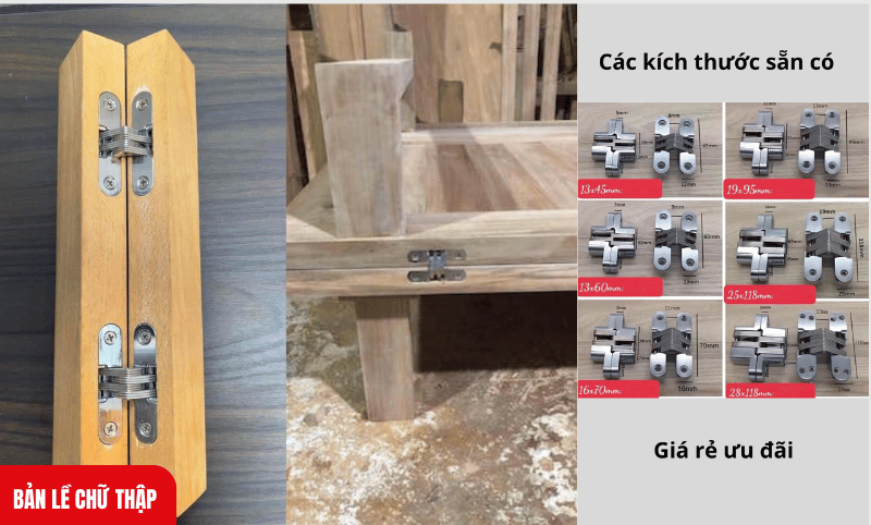 Bản lề chữ thập với nhiều kích thước khác nhau được sử dụng lắp cho các cánh cửa, cánh tủ