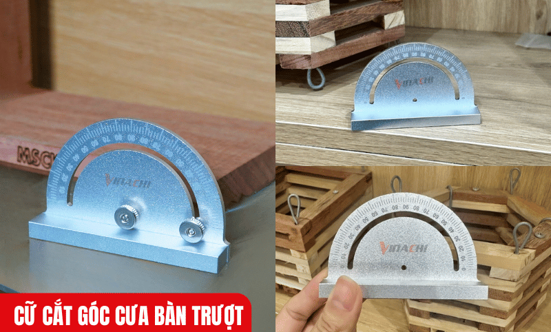 Căn chỉnh vạch số trên cữ đúng với góc mong muốn trước khi thao tác cắt