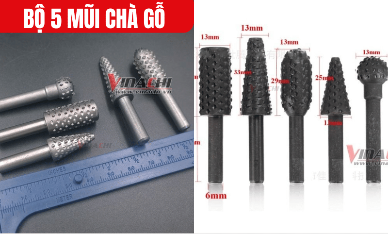 Kiểu răng thô giúp mũi chà có thể dễ dàng loại bỏ lớp gỗ thừa tạo ra các bề mặt gỗ mịn màng và sắc nét
