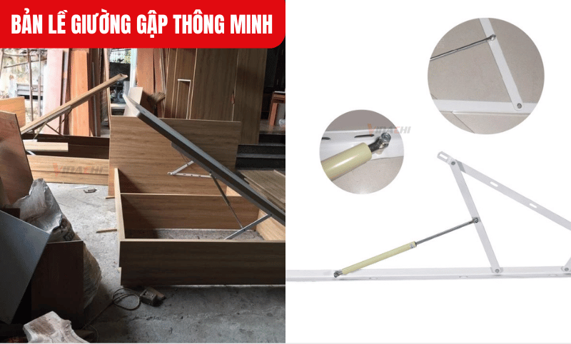 Bản lề sử dụng pittong để hỗ trợ quá trình nâng hạ mặt giường, giúp việc đóng mở trở nên nhẹ nhàng và êm ái hơn