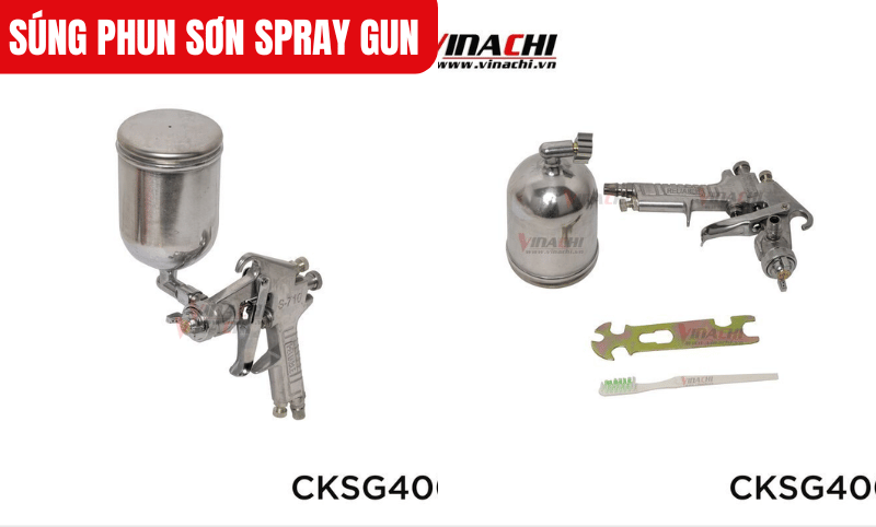 Phụ kiện đi kèm theo súng Spray Gun có bàn chải và cờ lê tháo lắp