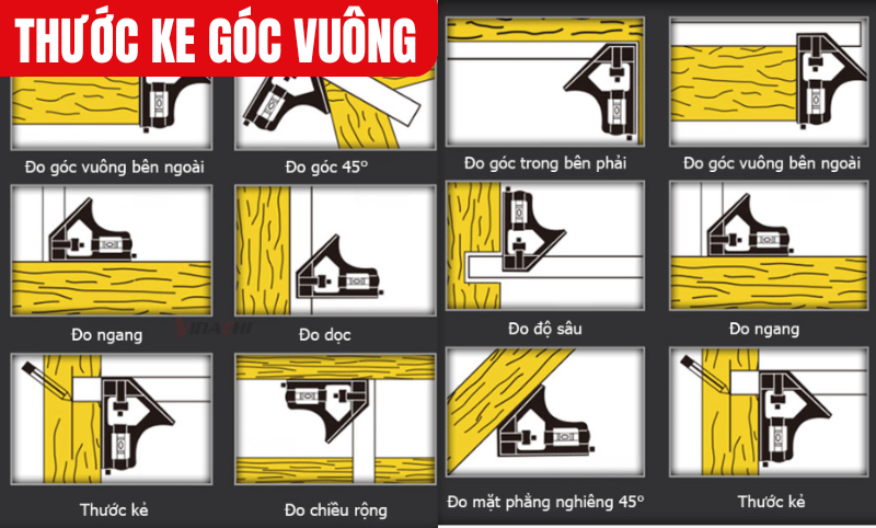 Thước ke góc vuông hỗ trợ đo các góc, đặc biệt là góc vuông (90 độ, 45 độ) một cách chính xác