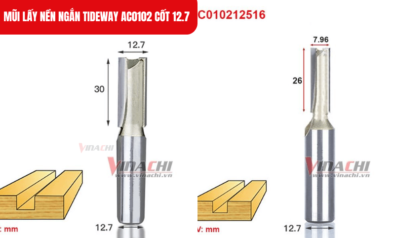 Kích thước Mũi lấy nền ngắn Tideway mã AC010212516 và AC01021212