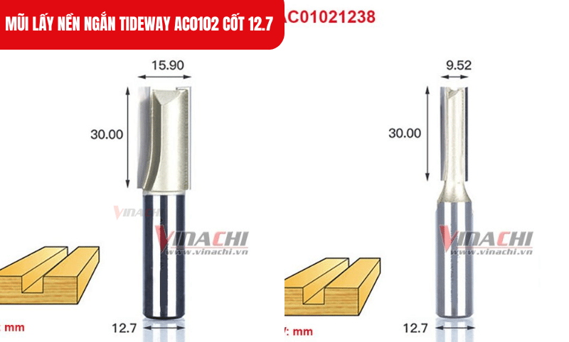 Kích thước Mũi lấy nền ngắn Tideway mã AC01021238 và AC01021258