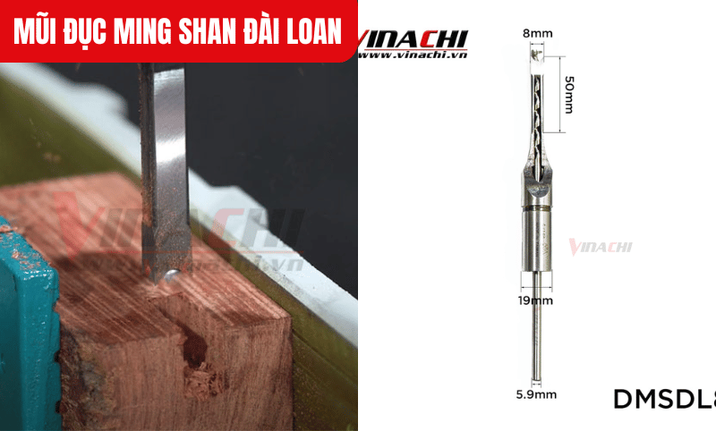 Mũi đục Ming Shan mã 8mm ngắn đục sâu tối đa 50mm