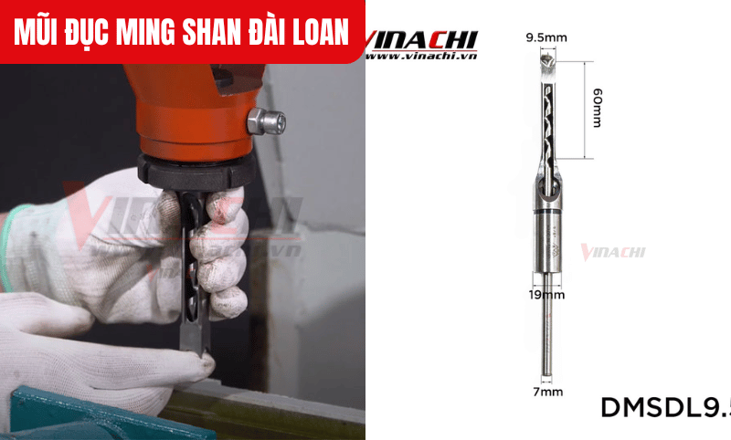 Mũi đục Ming Shan mã 9.5mm ngắn đục sâu tối đa 64mm