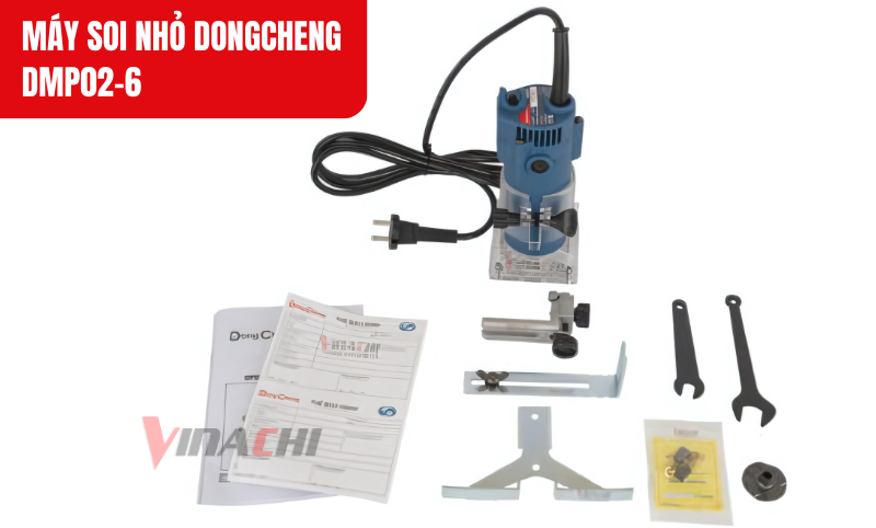 Máy có phụ kiện đi kèm đa dạng: Cữ soi thẳng, cong, đầu cốt tỳ và cờ lê.