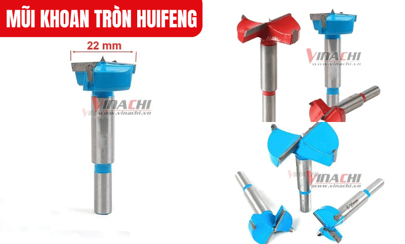 Thiết kế đầu mũi khoan 4 cánh, ở giữa có đầu định tâm giúp mũi khoan không bị lệch khi khoan lỗ