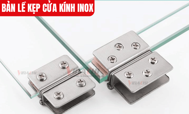 Bản lề kẹp cửa kính inox không không cần bắt ốc vào kính chỉ cần bắt kẹp