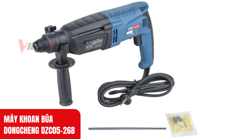 Máy khoan búa Dongcheng DZC05-26B đi kèm phụ kiện đầy đủ