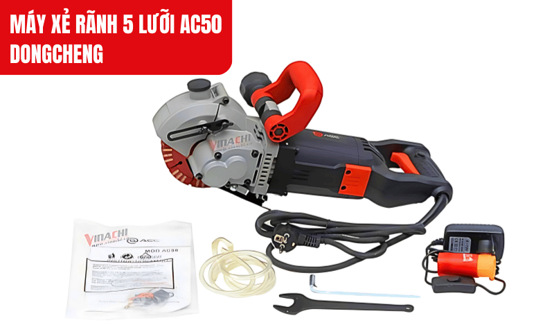 Máy xẻ rãnh 5 lưỡi AC50 Dongcheng đi kèm bộ phụ kiện đầy đủ