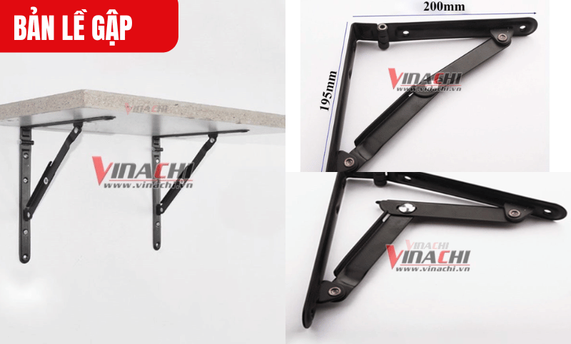 Bản lề gập giúp tối ưu hóa không gian, đặc biệt phù hợp với bàn gập, giá đỡ hoặc kệ treo tường