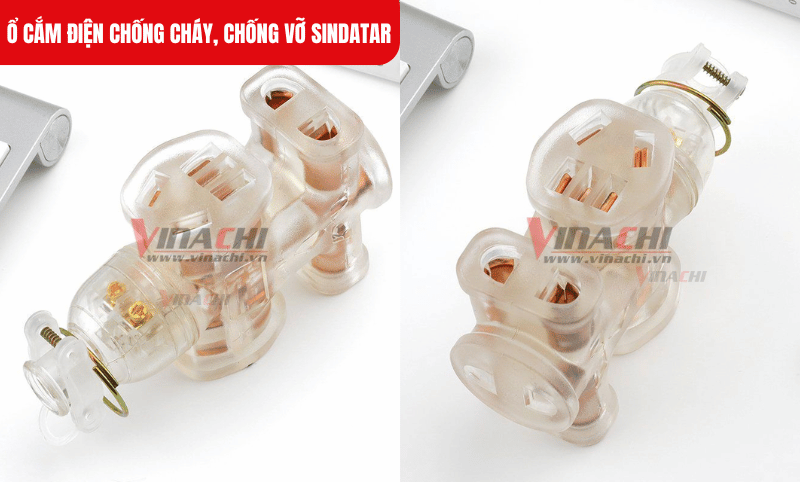Ổ cắm điện chống cháy, chống vỡ Sindatar sử dụng nhựa PVC nguyên sinh kết hợp phụ gia chống cháy