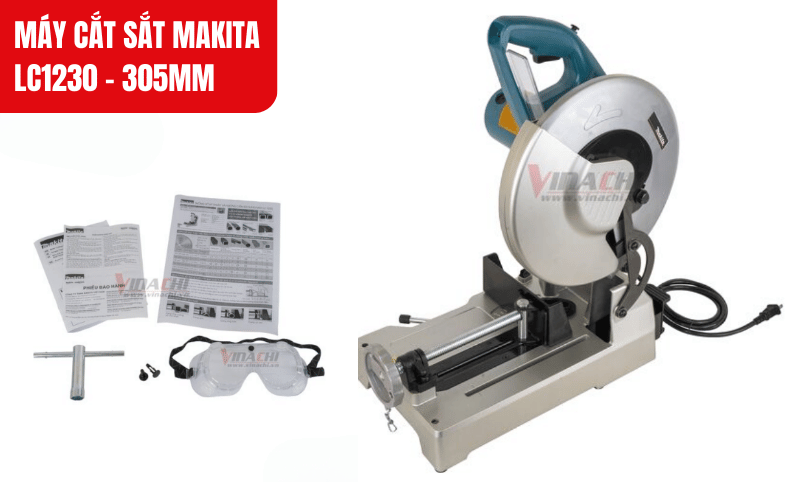Máy cắt sắt Makita LC1230 với công suất 1.750W đảm bảo cắt mạnh mẽ trên kim loại