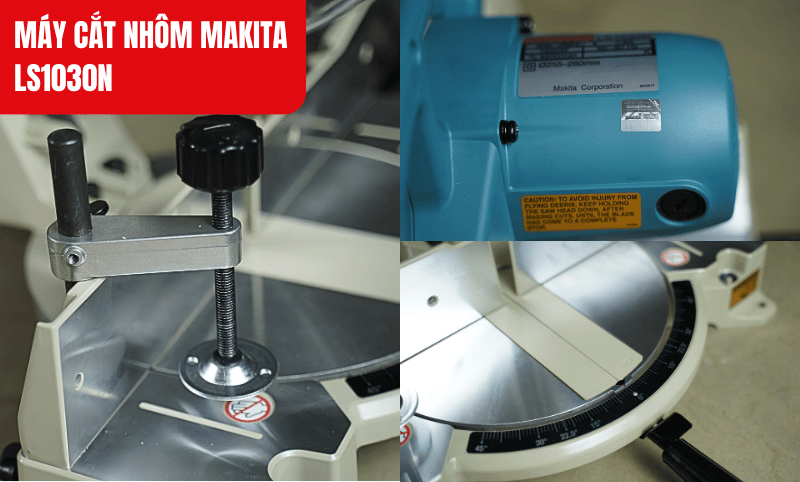 Hình ảnh chụp cận các bộ phận của máy cắt nhôm Makita LS1030N
