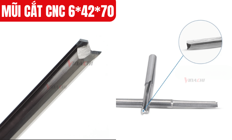 Mũi CNC có hai lưỡi cắt song song giảm bớt lực cản, mang lại đường cắt sắc nét, mượt mà và chính xác