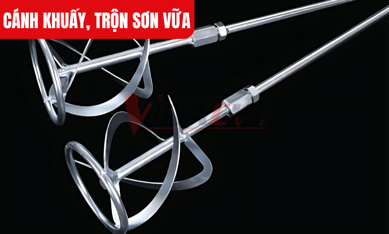 Cánh khuấy, trộn sơn vữa được thiết kế với các thanh khuấy bố trí đều tạo lực va đập mạnh mẽ