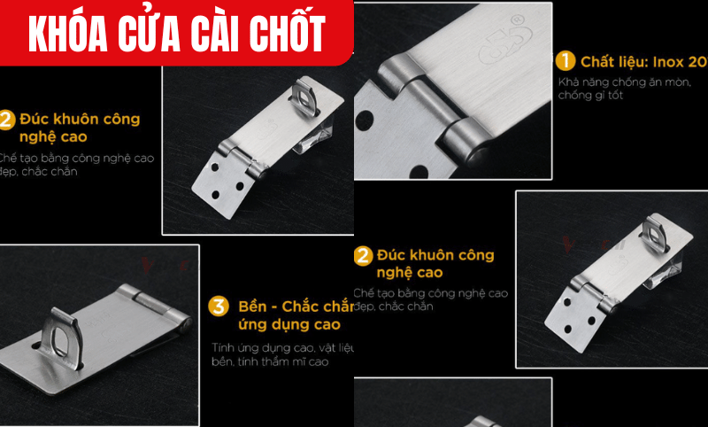 Khóa cửa cài chốt sở hữu cấu tạo tối giản, không rườm rà