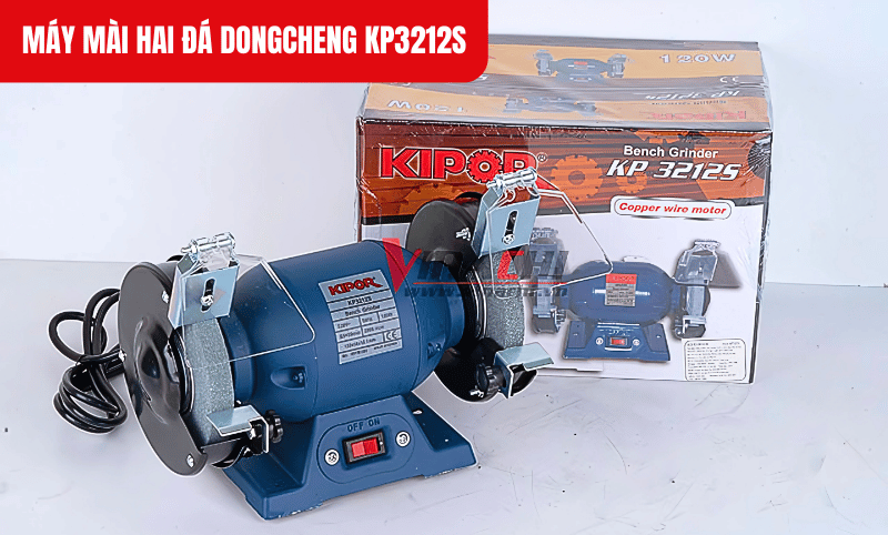 Máy mài hai đá Dongcheng KP3212S sử dụng nguồn điện 220V - 50Hz, đảm bảo hiệu suất ổn định, đáp ứng nhu cầu gia công