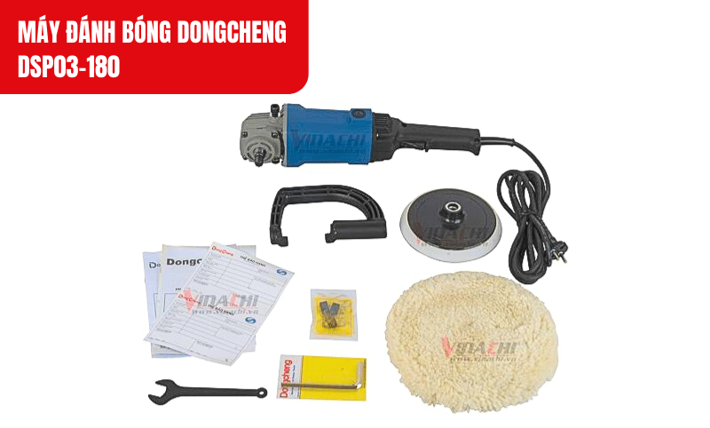 Máy đánh bóng Dongcheng DSP03-180 đi kèm bộ phụ kiện tiện lợi