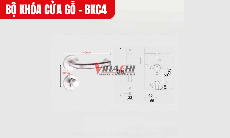Đo chính xác kích thước cửa gỗ chiều dày, chiều cao vị trí lắp khóa và so sánh với thông số của BKC4