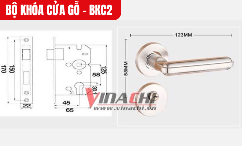 Đo chính xác vị trí lắp khóa trên cửa, dựa trên kích thước của sản phẩm 123mm x 58mm