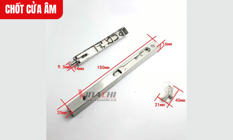 Chốt cửa âm kích thước 150mm