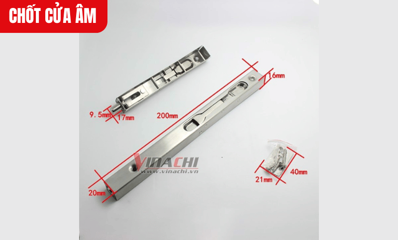 Chốt cửa âm kích thước 200mm