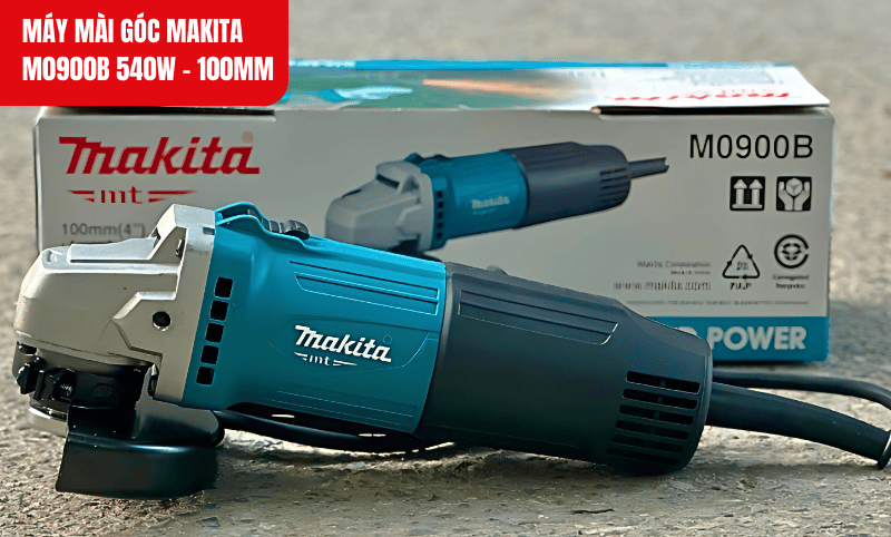 Máy mài góc Makita M0900B 540W với tốc độ 12,000 v/p, mài cắt kim loại hiệu quả
