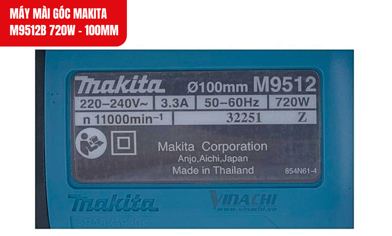 Công suất 720W, Makita M9512B đảm bảo hiệu suất tối ưu cho công việc