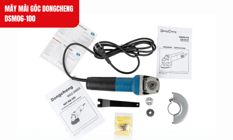 Máy mài góc Dongcheng DSM06-100 800W giúp cắt gọt kim loại chính xác