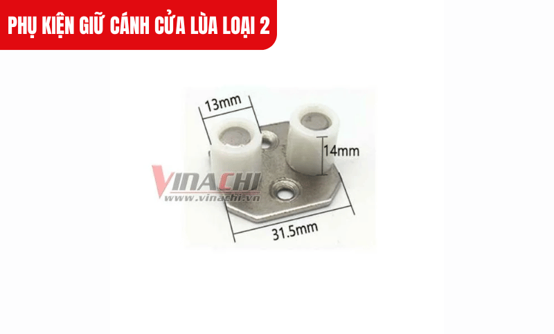 Kích thước chi tiết của Phụ kiện giữ cánh cửa lùa loại 2 mã 2 con lăn